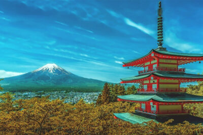Mountain flower tower volcano japan